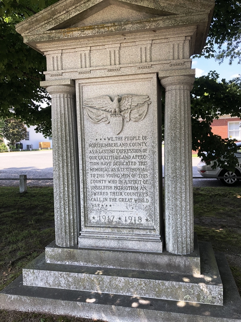 NORTHUMBERLAND COUNTY GREAT WORLD WAR MEMORIAL FRONT