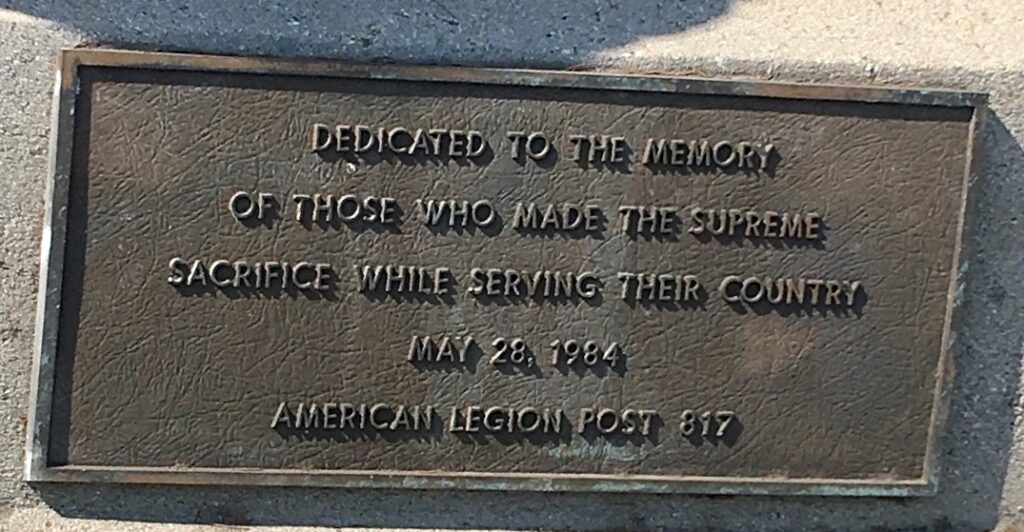 AMERICAN LEGION POST 817 MEMORIAL CANNON PLAQUE A