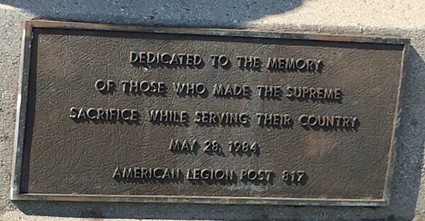 AMERICAN LEGION POST 817 MEMORIAL CANNON PLAQUE A