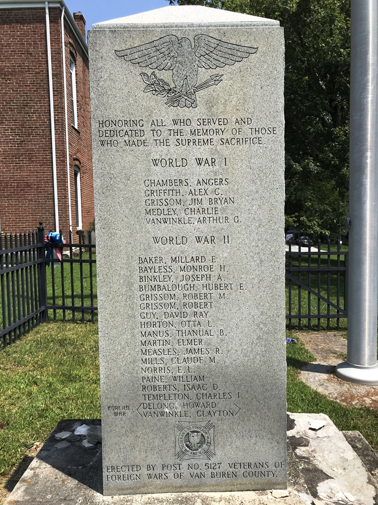 VAN BUREN COUNTY SUPREME SACRIFICE WAR MEMORIAL FRONT