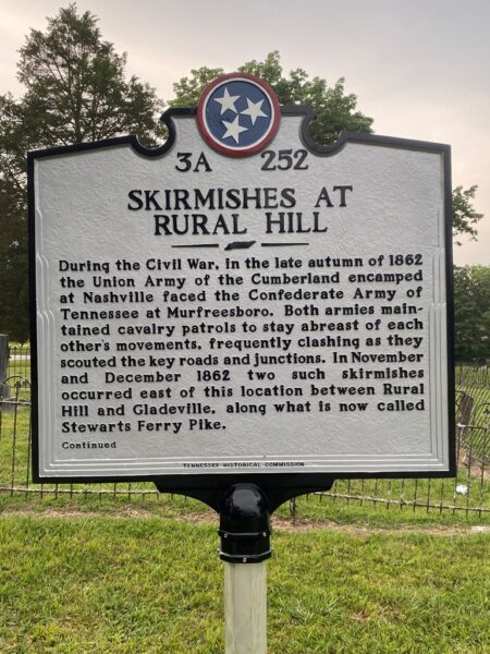 SKIRMISHES AT RURAL HILL WAR MEMORIAL MARKER BACK