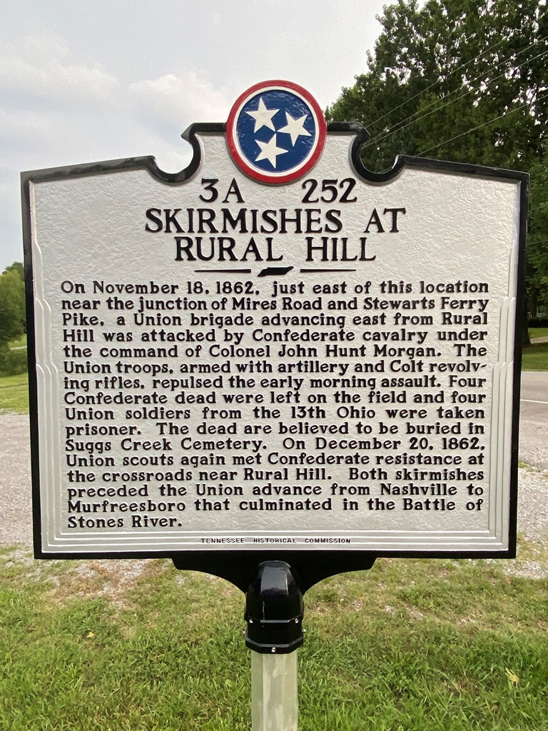 SKIRMISHES AT RURAL HILL WAR MEMORIAL MARKER FRONT