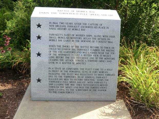 ADMIRAL DAVID GLASGOW FARRGUT BATTLE OF MOBILE BAY MEMORIAL