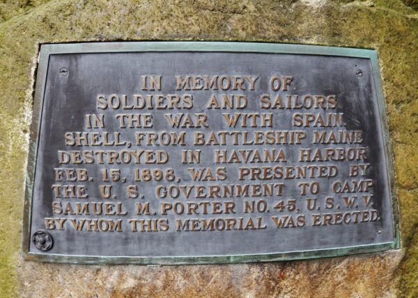 CAMP SAMUEL M. PORTER NO. 45 SPANISH-AMERICAN WAR MEMORIAL PLAQUE