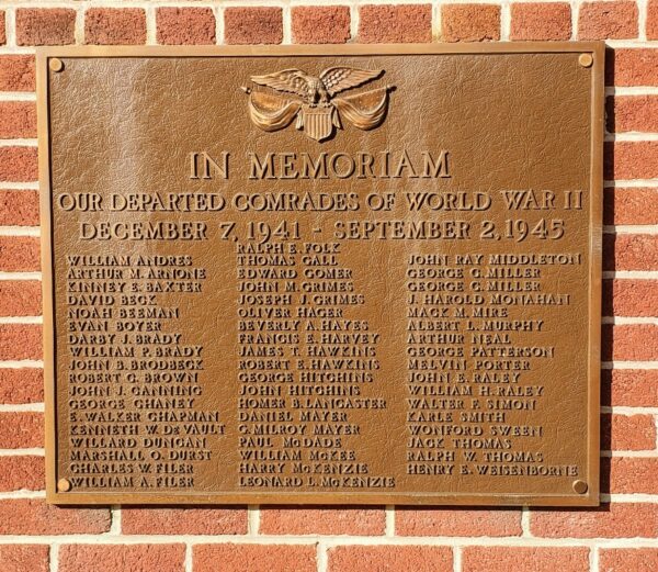 AMERICAN LEGION FARREDY POST NO. 24 DEPARTED COMRADES OF WORLD WAR II MEMORIAL