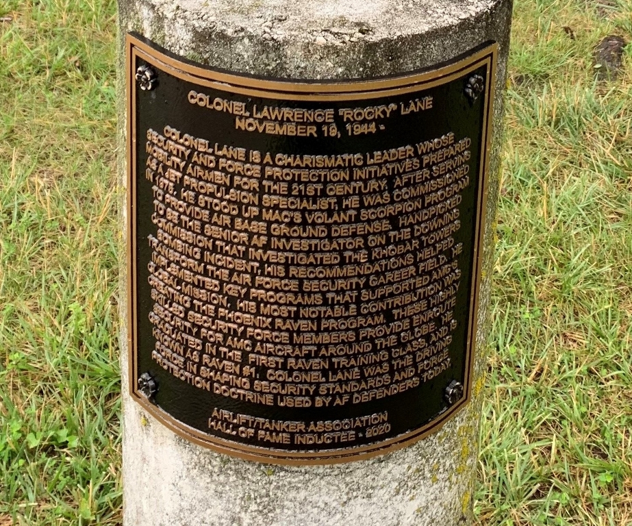 COLONEL LAWRENCE “ROCKY” LANE MEMORIAL PLAQUE