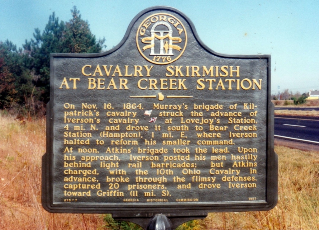 CALVARY SKIRMISH AT BEAR CREEK STATION MEMORIAL PLAQUE