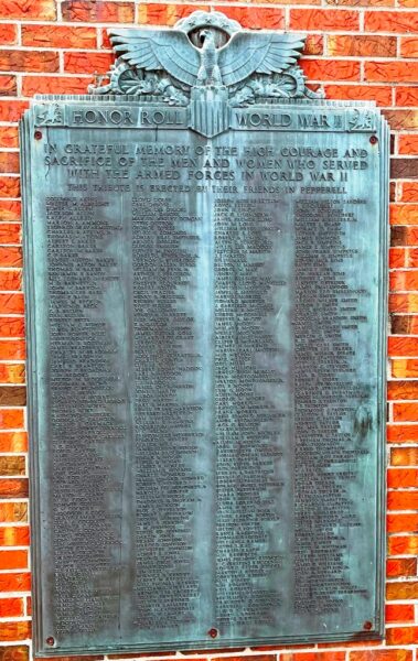 LEE COUNTY WORLD WAR II HONOR ROLL MEMORIAL PLAQUE