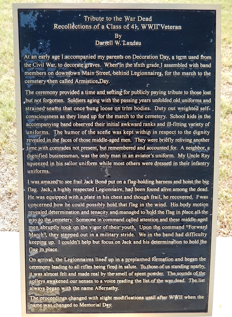 TRIBUTE TO THE WAR DEAD MEMORIAL PLAQUE