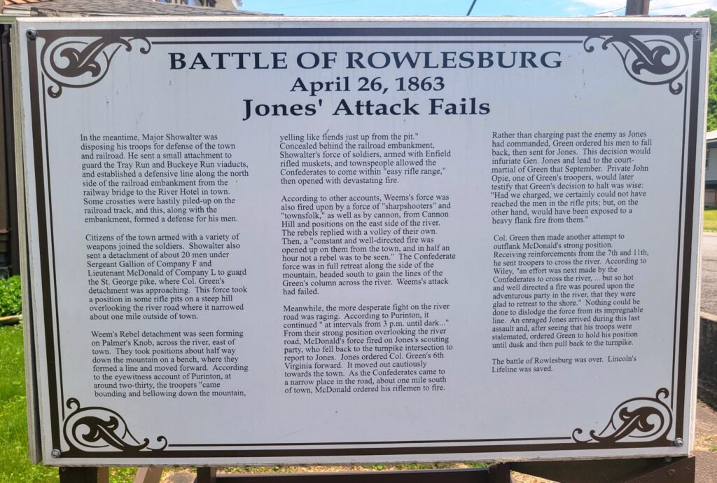 BATTLE OF ROWLESBURG WAR MEMORIAL PANEL D