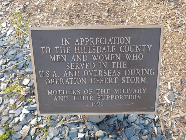 HILLSDALE COUNTY DESERT STORM MEMORIAL PLAQUE