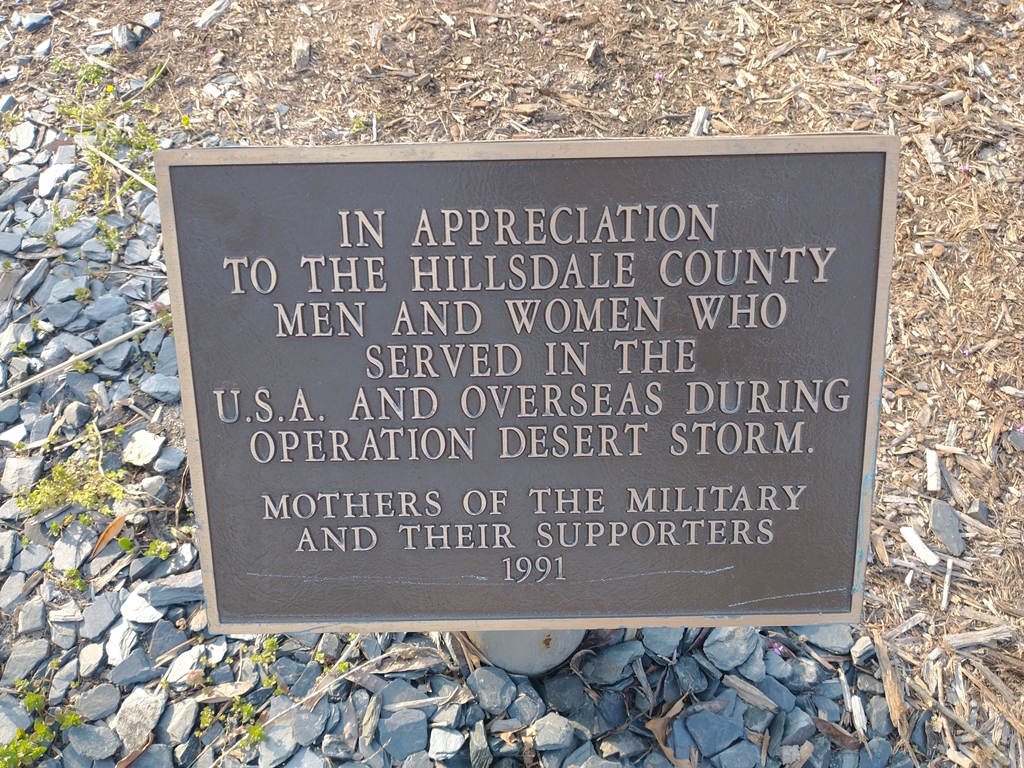 HILLSDALE COUNTY DESERT STORM MEMORIAL PLAQUE