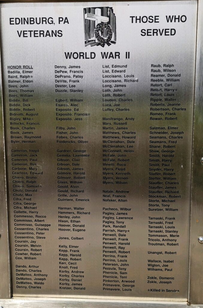 EDINBURG WORLD WAR II VETERANS MEMORIAL PLAQUE A