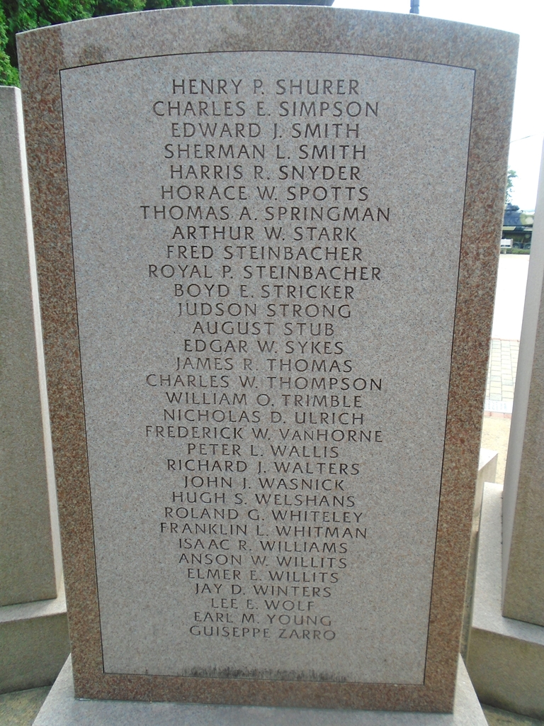LYCOMING COUNTIANS WORLD WAR SUPREME SACRIFICE MEMORIAL STONE E