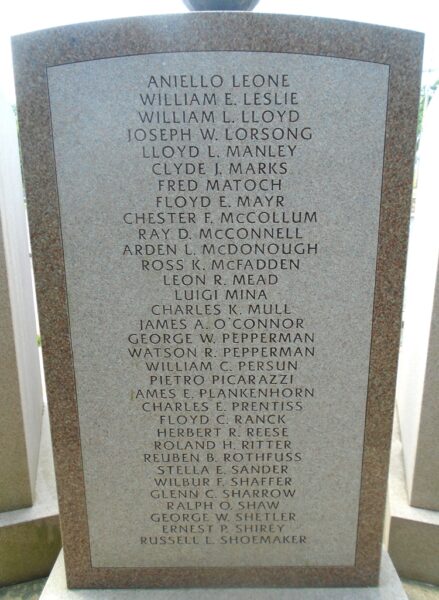 LYCOMING COUNTIANS WORLD WAR SUPREME SACRIFICE MEMORIAL STONE D