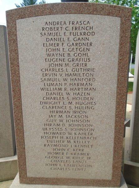 LYCOMING COUNTIANS WORLD WAR SUPREME SACRIFICE MEMORIAL STONE C