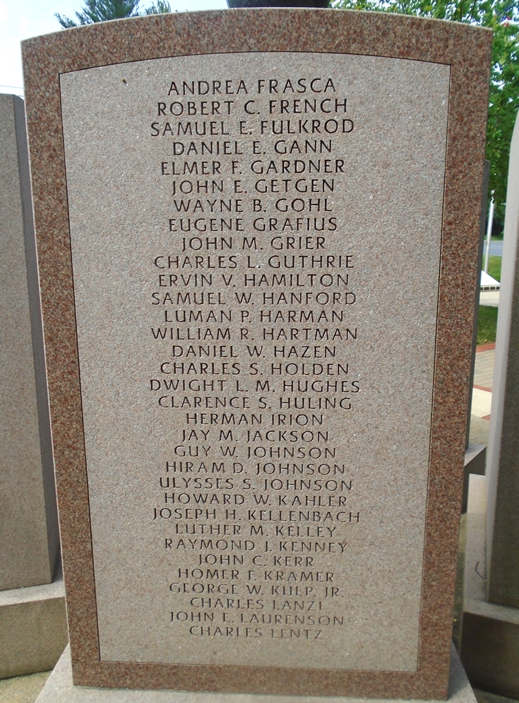 LYCOMING COUNTIANS WORLD WAR SUPREME SACRIFICE MEMORIAL STONE C