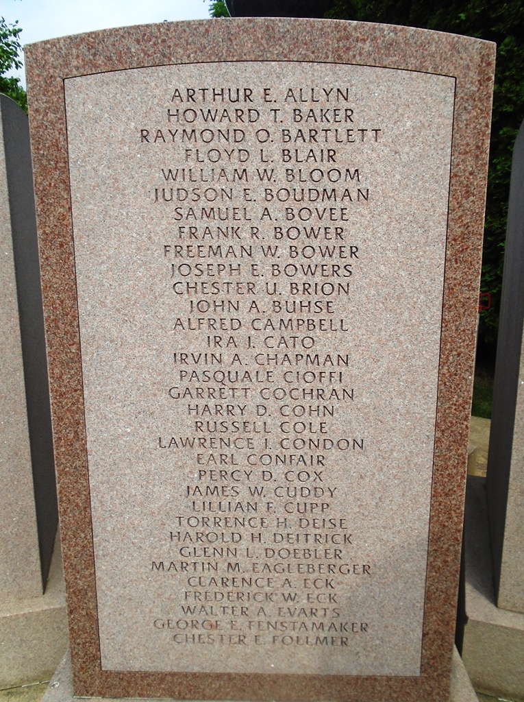 LYCOMING COUNTIANS WORLD WAR SUPREME SACRIFICE MEMORIAL STONE B