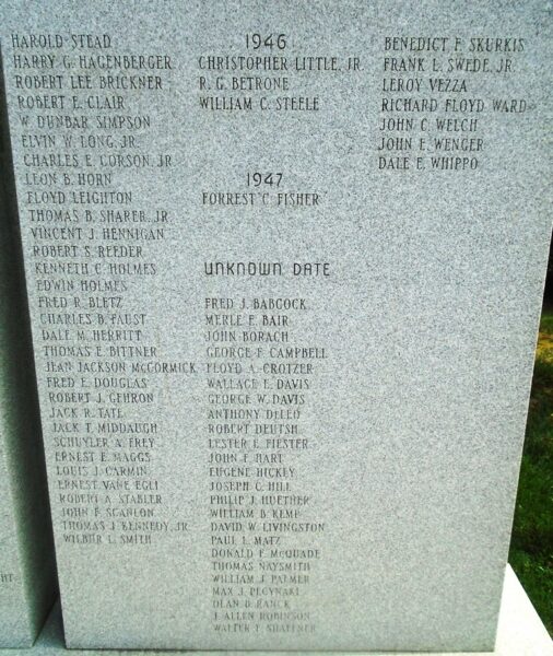 LYCOMING COUNTY WORLD WAR II MEMORIAL STONE D