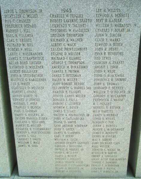 LYCOMING COUNTY WORLD WAR II MEMORIAL STONE C