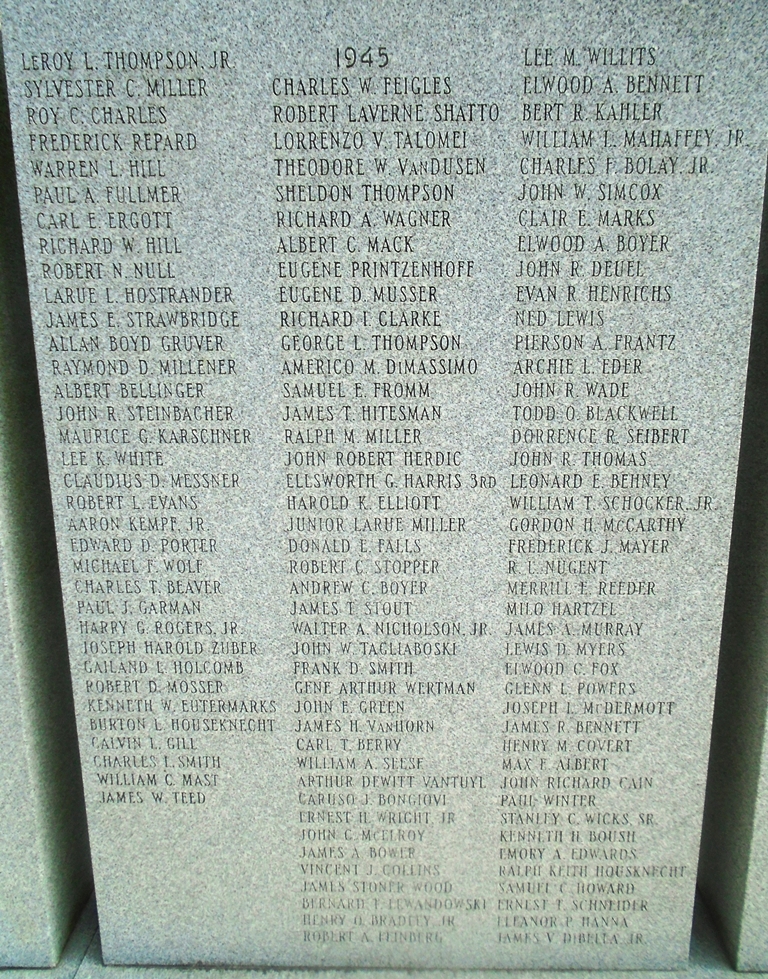 LYCOMING COUNTY WORLD WAR II MEMORIAL STONE C
