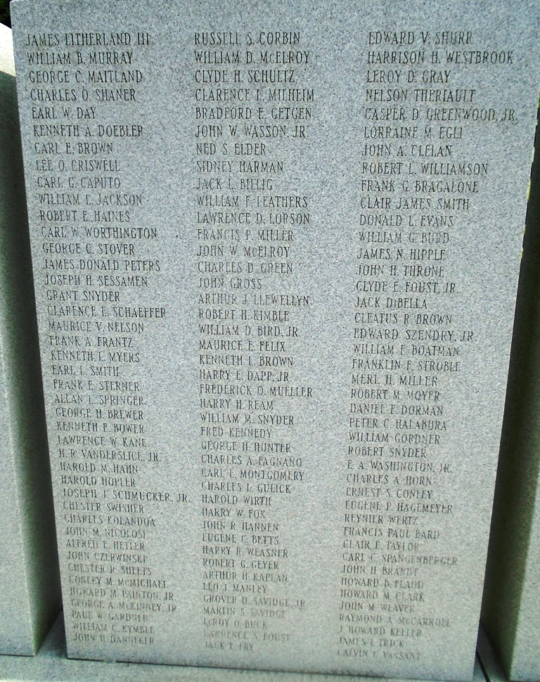 LYCOMING COUNTY WORLD WAR II MEMORIAL STONE B
