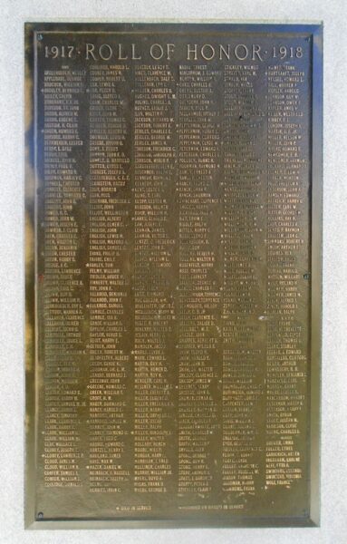 JERSEY SHORE WORLD WAR MEMORIAL PLAQUE B