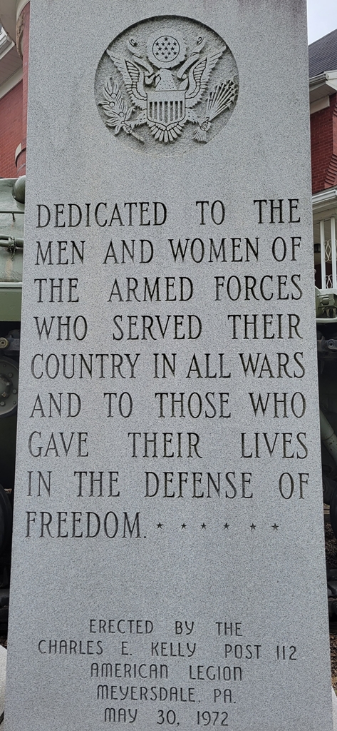 CHARLES E. KELLY POST 112 AMERICAN LEGION VETERANS MEMORIAL DEDICATION STONE