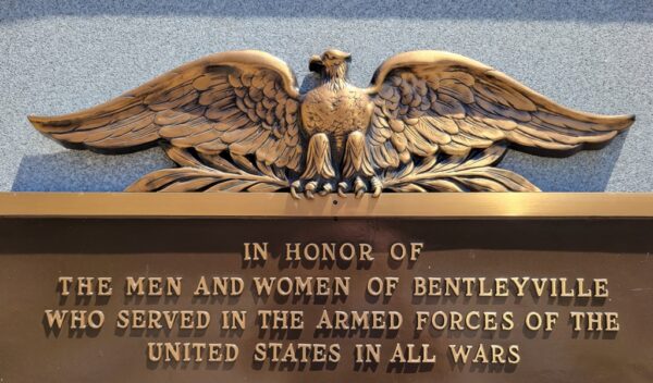 BENTLEYVILLE ALL WARS VETERANS MEMORIAL PLAQUE