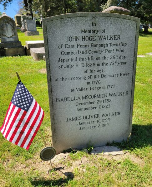 JOHN HOGE WALKER REVOLUTIONARY WAR MEMORIAL CEMETERY STONE