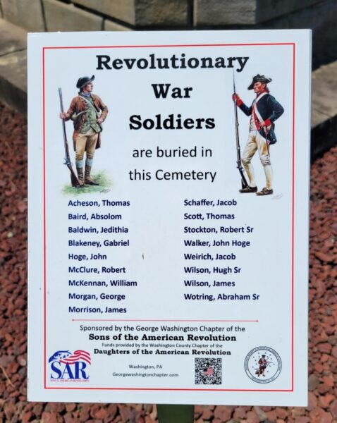 REVOLUTIONARY WAR SOLDIERS BURIED IN WASHINGTON CEMETERY MEMORIAL PLAQUE