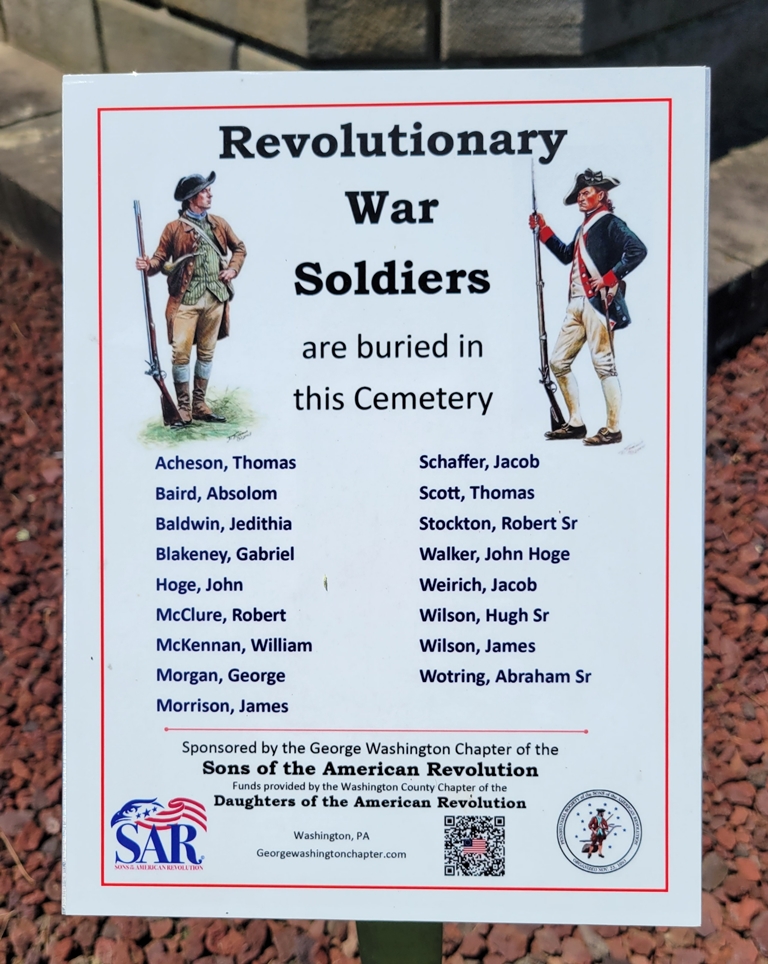 REVOLUTIONARY WAR SOLDIERS BURIED IN WASHINGTON CEMETERY MEMORIAL PLAQUE
