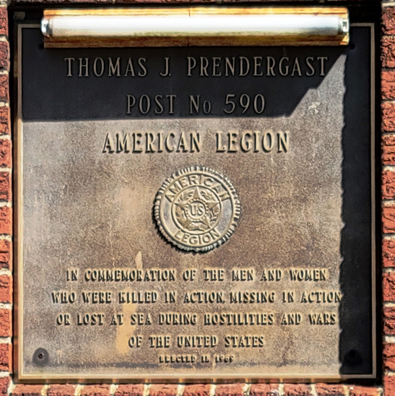 THOMAS J. PRENDERGAST POST NO. 590 AMERICAN LEGION VETERANS MEMORIAL