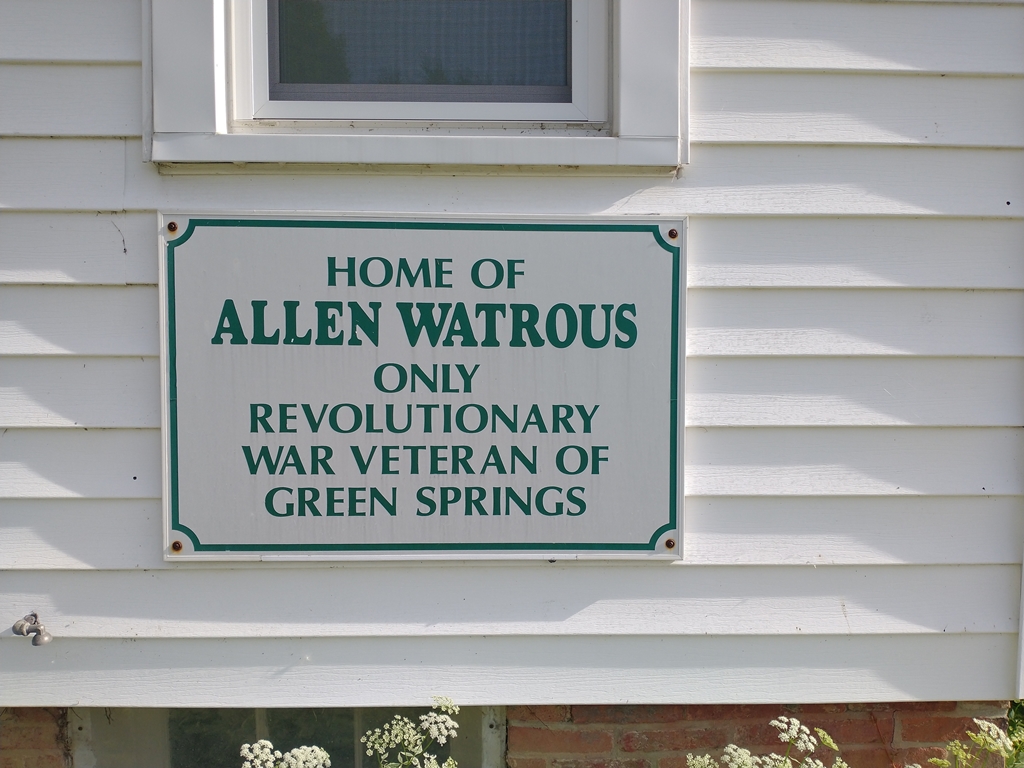 HOME OF ALLEN WATROUS REVOLUTIONARY WAR MEMORIAL PLAQUE