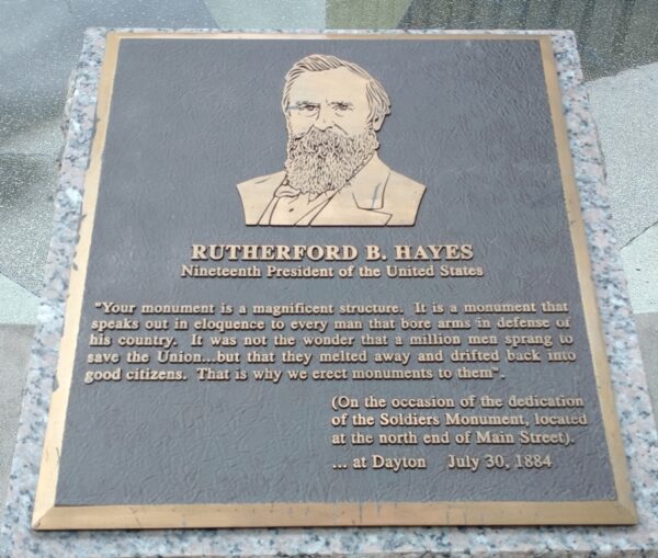 RUTHERFORD B. HAYES NINTEENTH PRESIDENT OF THE UNITED STATES MEMORIAL PLAQUE