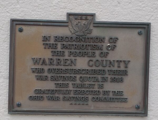 WARREN COUNTY WAR SAVINGS QUOTA MEMORIAL PLAQUE