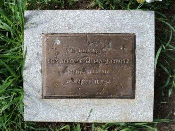 SGT. JEROME M. MARKOWITZ MEMORIAL TREE PLAQUE