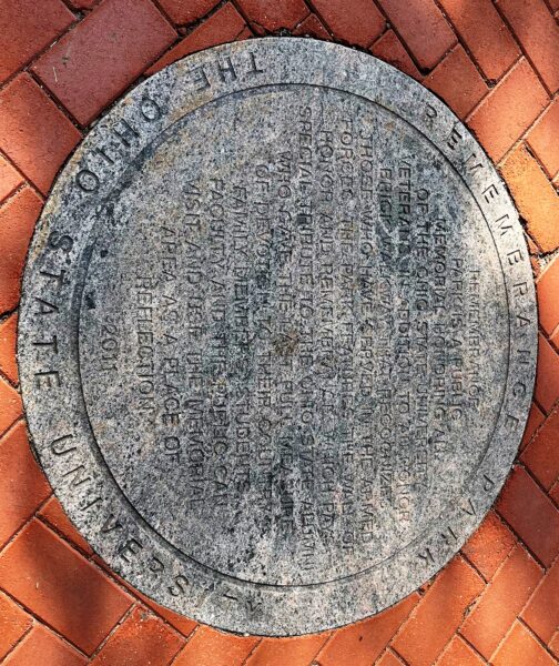 OHIO STATE UNIVERSITY VETERANS REMEMBRANCE PARK MEMORIAL MEDALLION