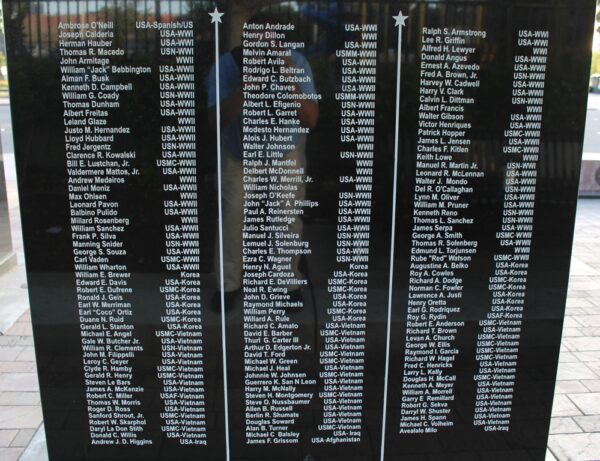 CITY OF HAYWARD FALLEN MILLITARY HEROES MEMORIAL CLOSE-UP