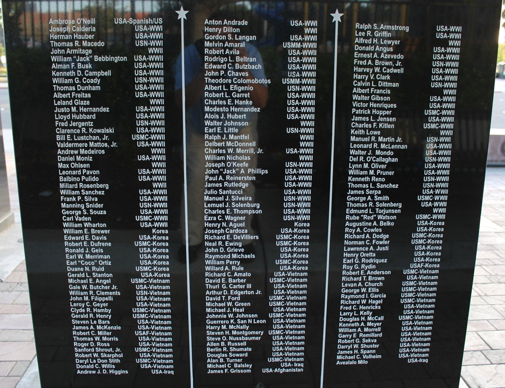 CITY OF HAYWARD FALLEN MILLITARY HEROES MEMORIAL CLOSE-UP