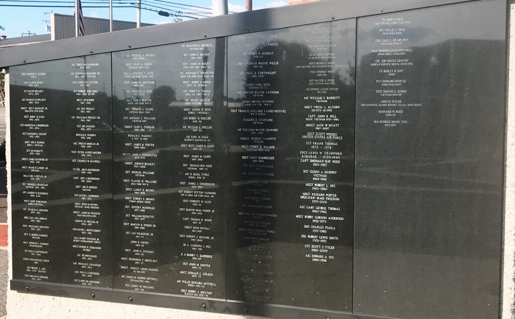 WILSON COUNTY U.S. AIR FORCE MEMORIAL WALL BACK