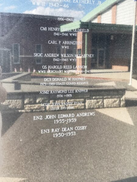 WILSON COUNTY U.S. COAST GUARD MEMORIAL WALL BACK