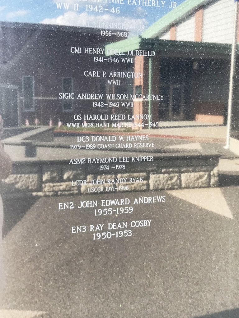WILSON COUNTY U.S. COAST GUARD MEMORIAL WALL BACK