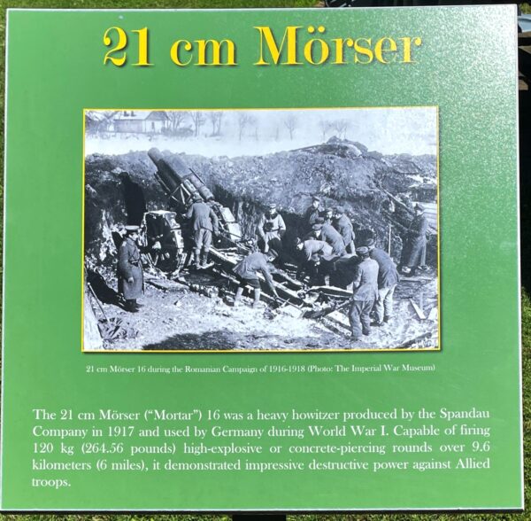 21 CM MORSER HEAVY HOWITZER WAR MEMORIAL PLAQUE