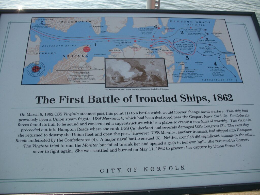 THE FIRST BATTLE OF IRONCLAD SHIPS, 1862 MEMORIAL PANEL
