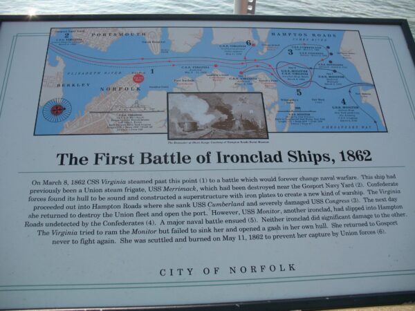THE FIRST BATTLE OF IRONCLAD SHIPS, 1862 MEMORIAL PANEL