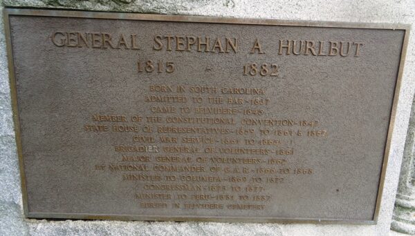 GENERAL STEPHAN A. HURLBUT WAR MEMORIAL PLAQUE