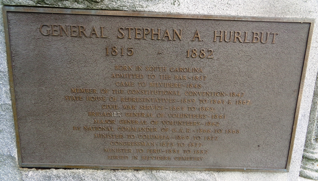 GENERAL STEPHAN A. HURLBUT WAR MEMORIAL PLAQUE