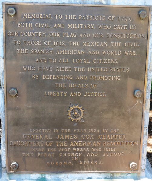 KOKOMO ALL LOYAL CITIZENS WAR MEMORIAL PLAQUE