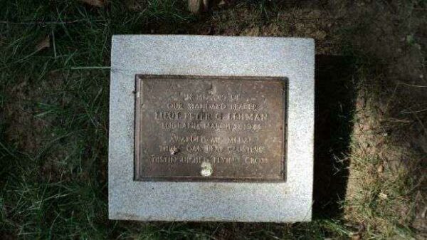LIEUT. PETER G. LEHMAN MEMORIAL TREE PLAQUE
